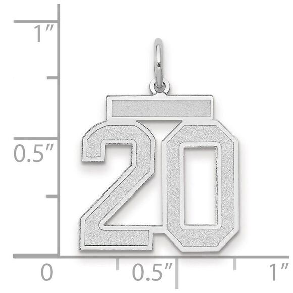 14k White Gold, Jersey Collection, Medium Number 20 Pendant - Picture 2 of 3